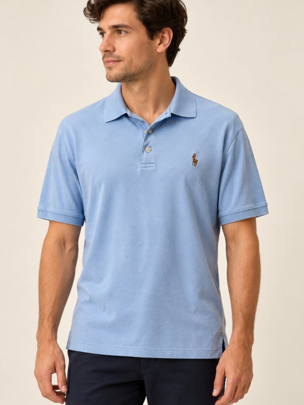 Polo Ralph Lauren Men's M Light Blue 100% Cotton Polo Shirt Preppy Style